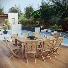 Marina 9 Piece Outdoor Patio Teak Dining Set by Modway