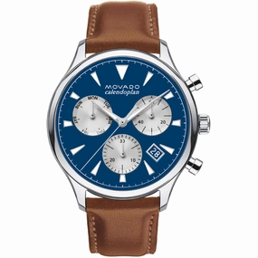 Movado Men's Watch - Heritage Calendoplan Chronograph Brown Leather Strap | 3650113