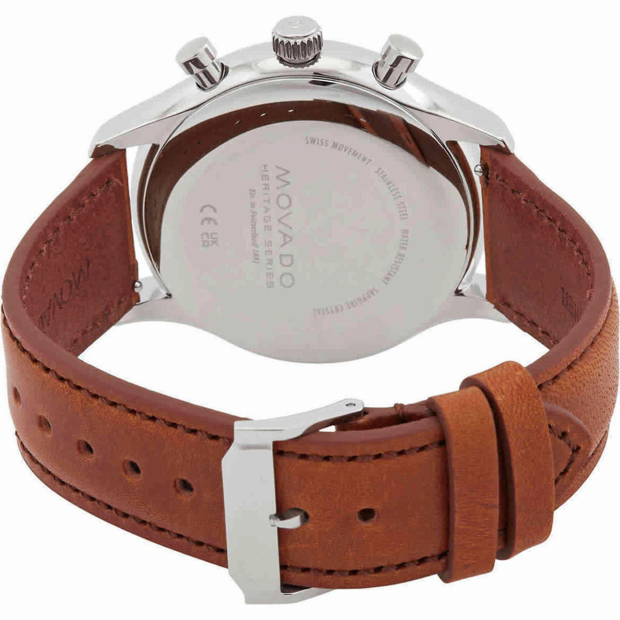 Movado Men's Watch - Heritage Calendoplan Chronograph Brown Leather Strap | 3650113