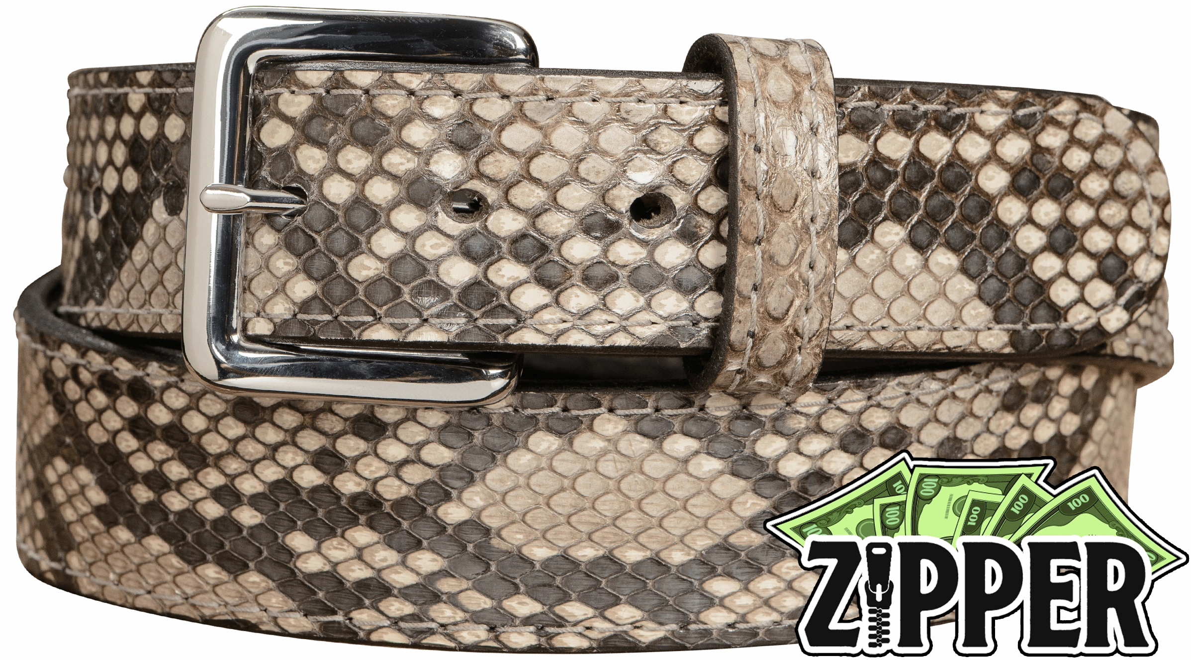 Python Snakeskin Money Belt With 25" Zipper 1.50" Wide