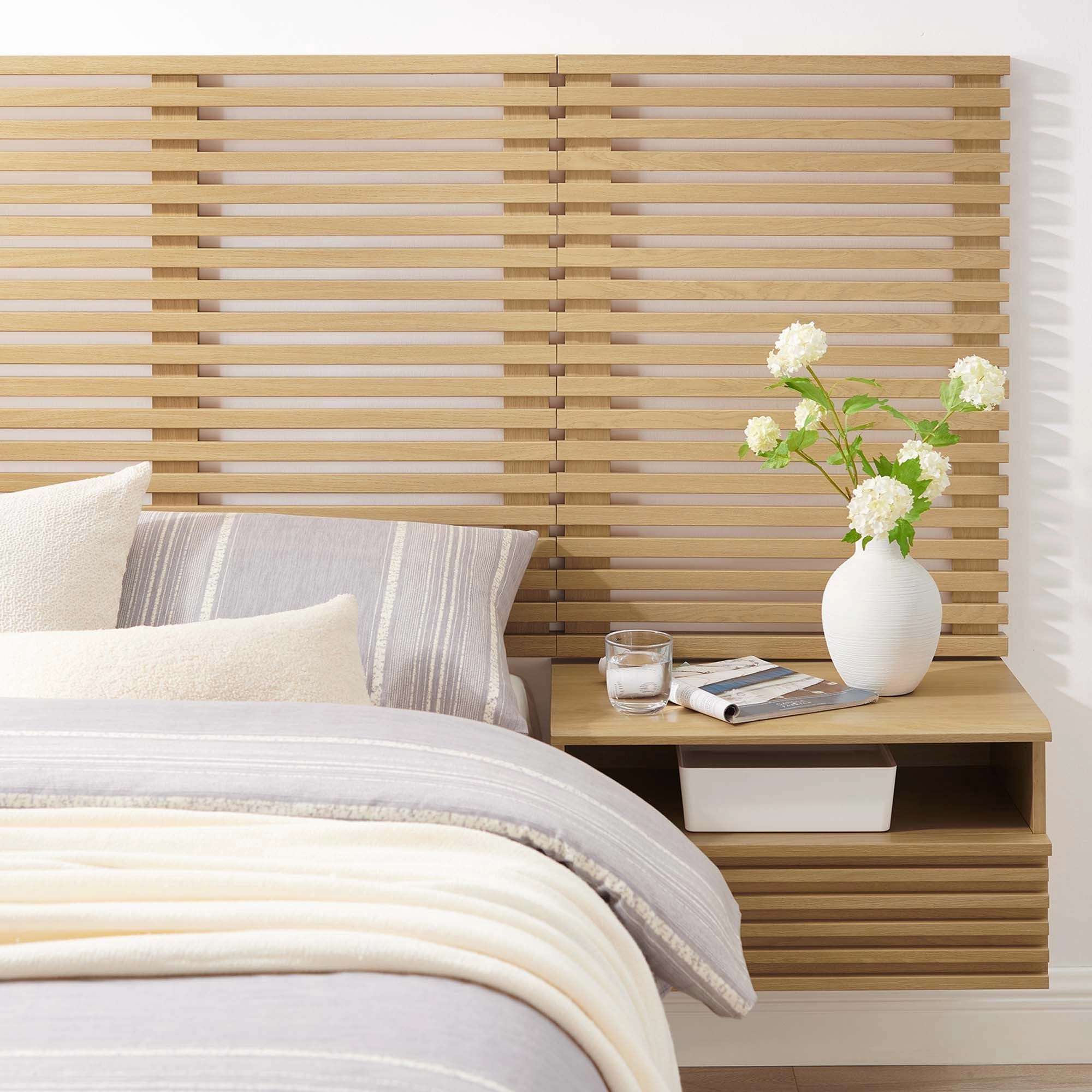 Render Wall Mount Headboard and Modern Nightstands by Modway