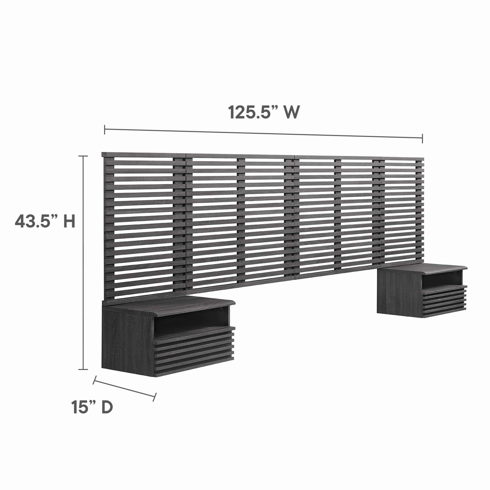 Render Wall Mount Headboard and Modern Nightstands by Modway