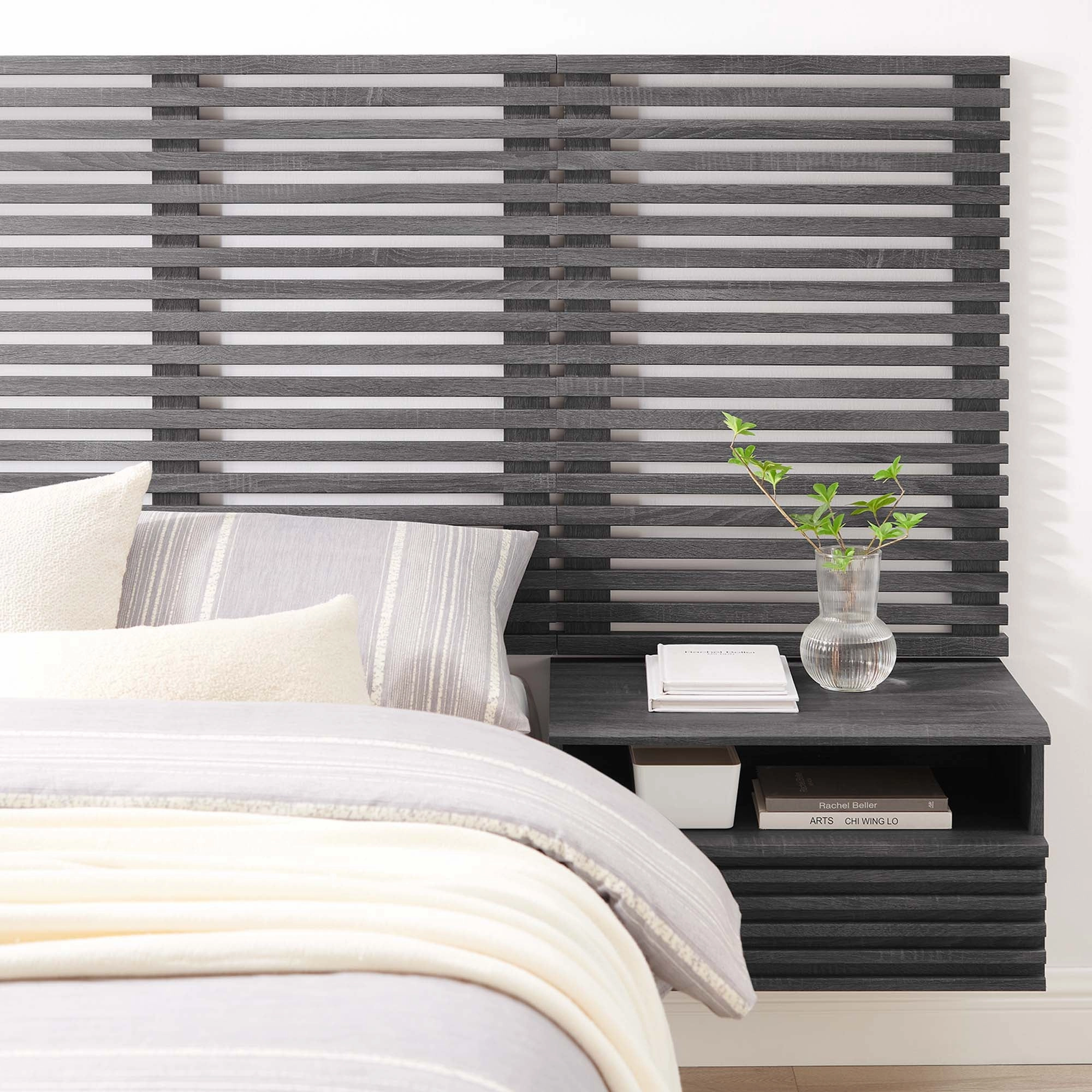 Render Wall Mount Headboard and Modern Nightstands by Modway