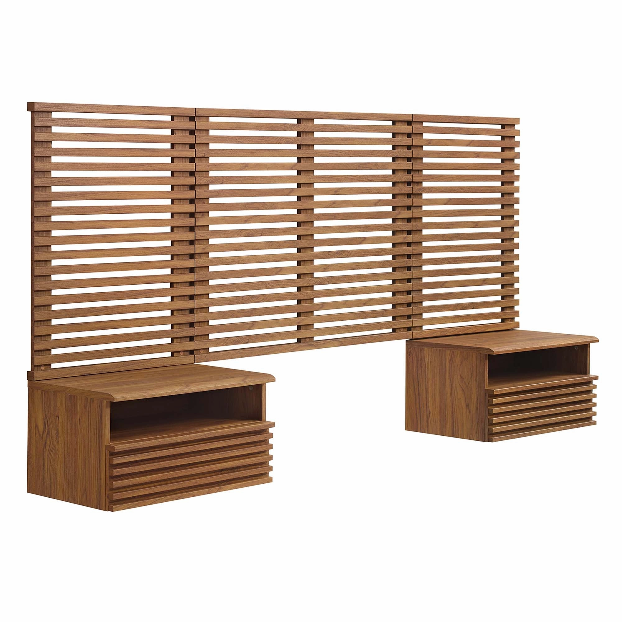 Render Wall Mount Headboard and Modern Nightstands by Modway