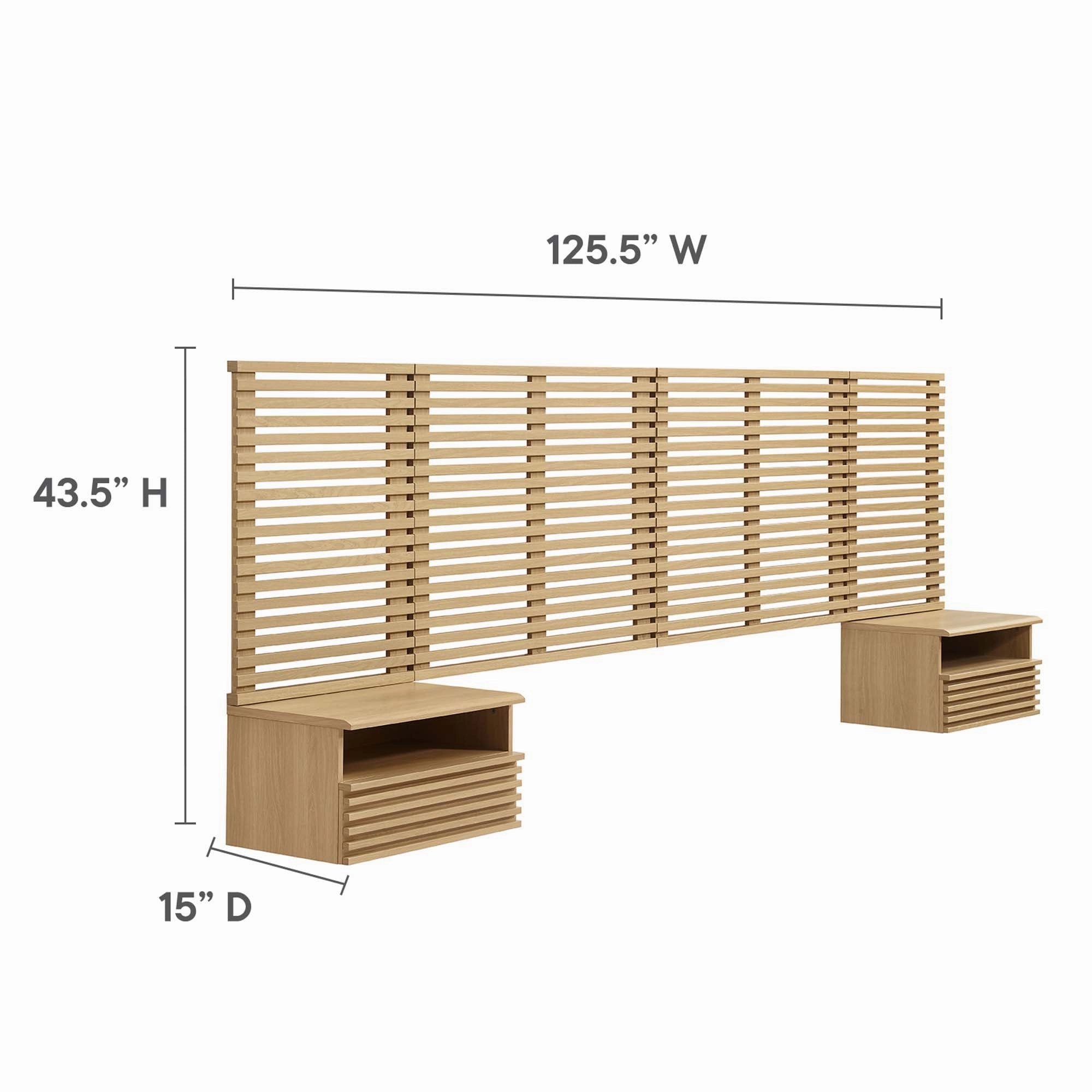 Render Wall Mount Headboard and Modern Nightstands by Modway