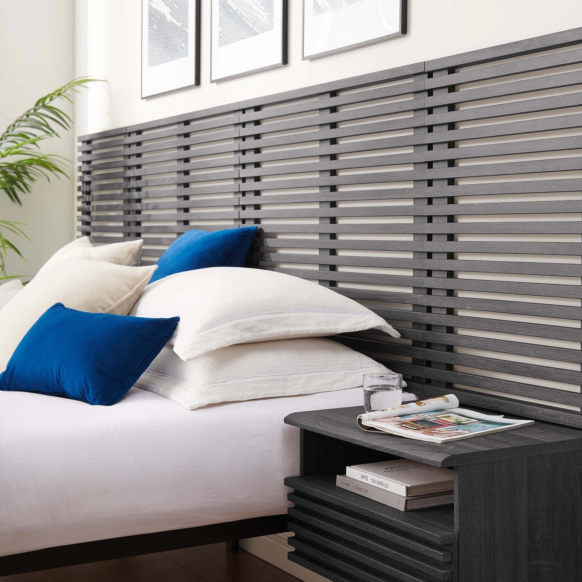 Render Wall Mount Headboard and Modern Nightstands by Modway