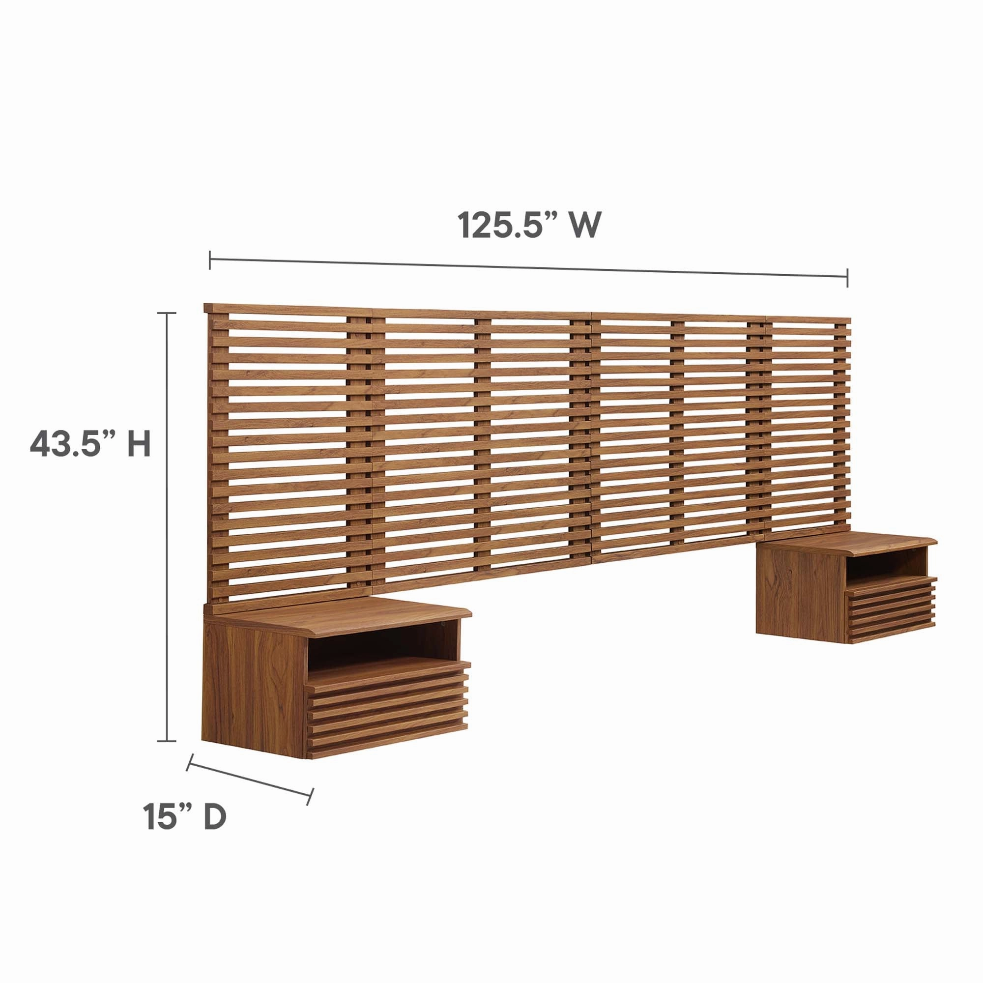 Render Wall Mount Headboard and Modern Nightstands by Modway