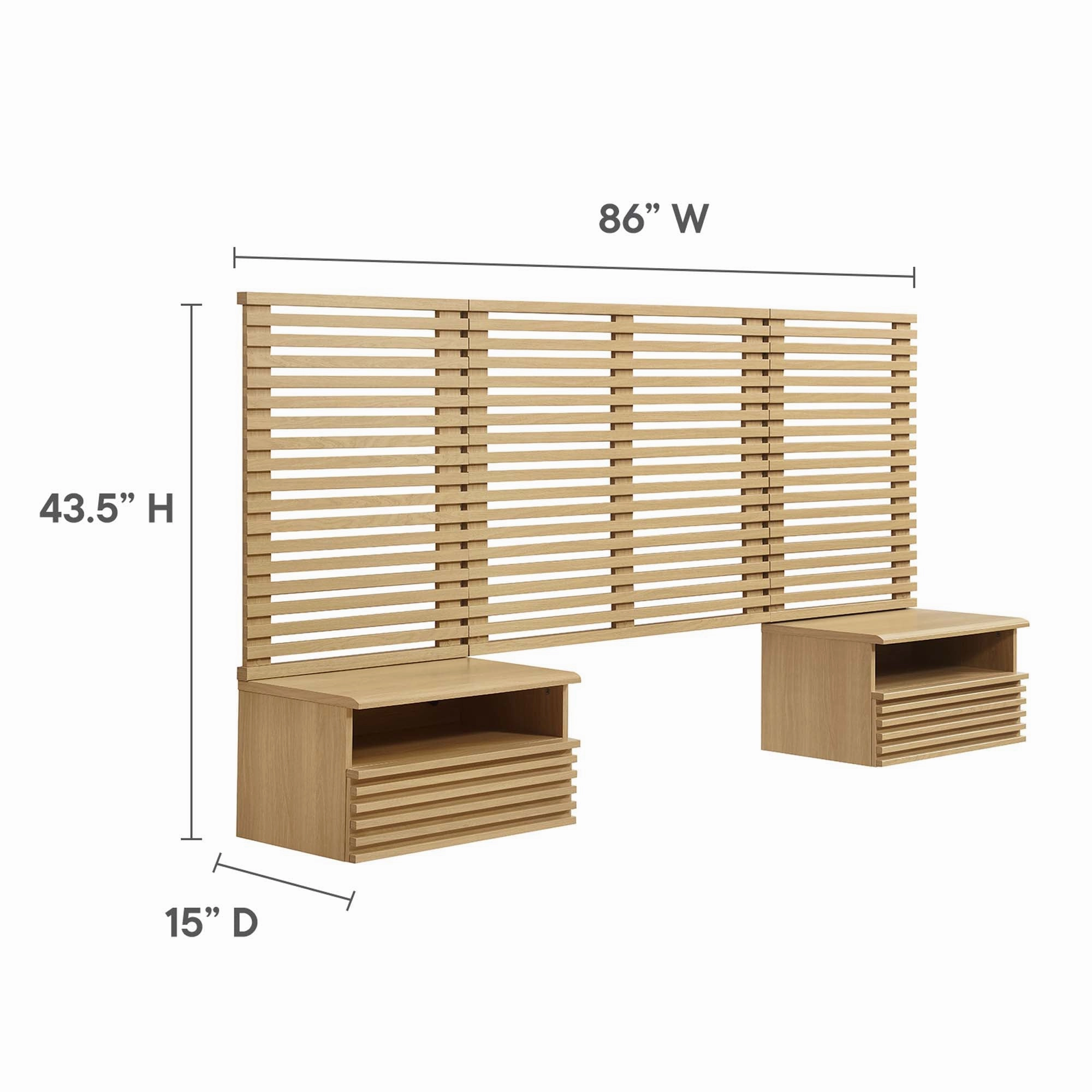 Render Wall Mount Headboard and Modern Nightstands by Modway