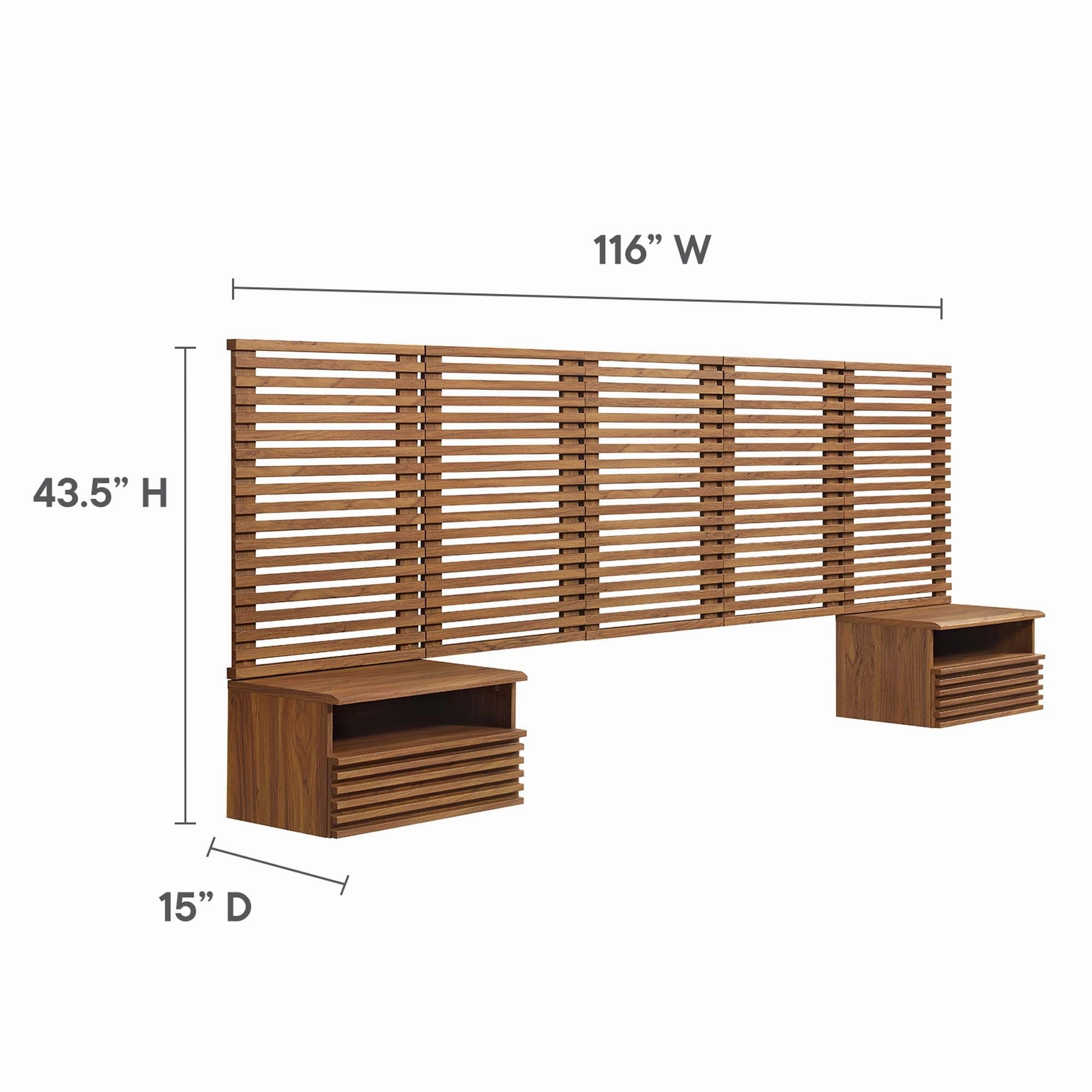 Render Wall Mount Headboard and Modern Nightstands by Modway
