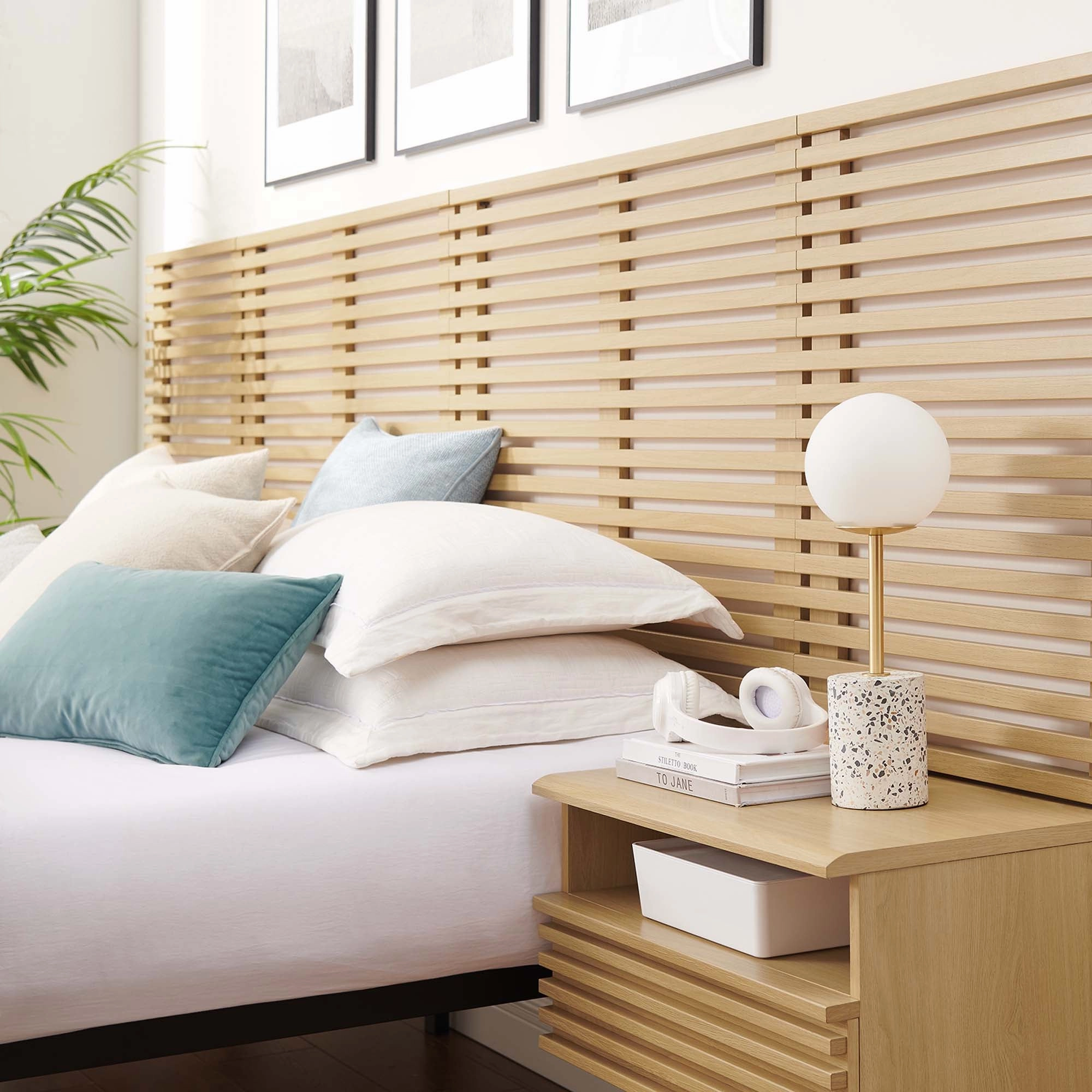 Render Wall Mount Headboard and Modern Nightstands by Modway