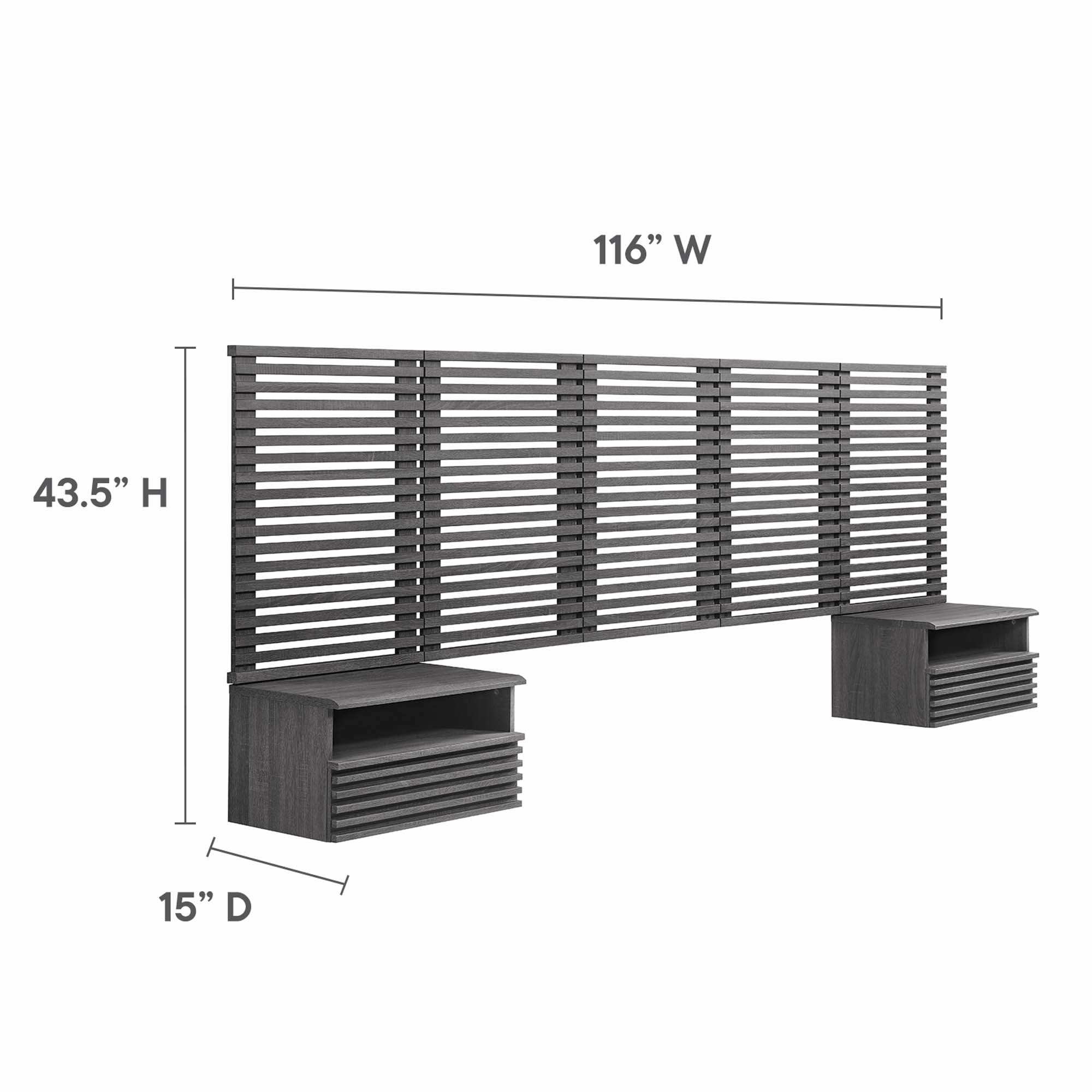 Render Wall Mount Headboard and Modern Nightstands by Modway