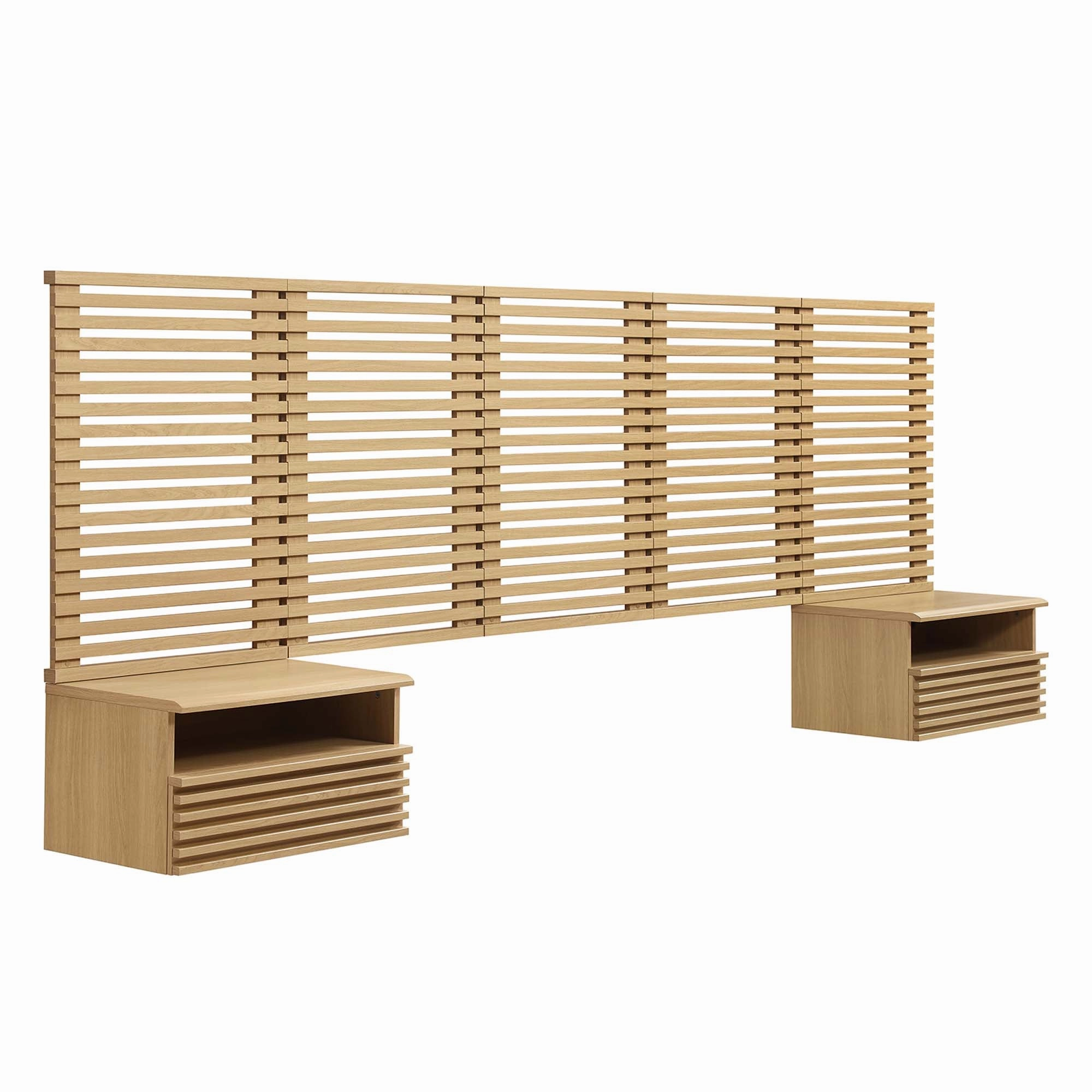 Render Wall Mount Headboard and Modern Nightstands by Modway