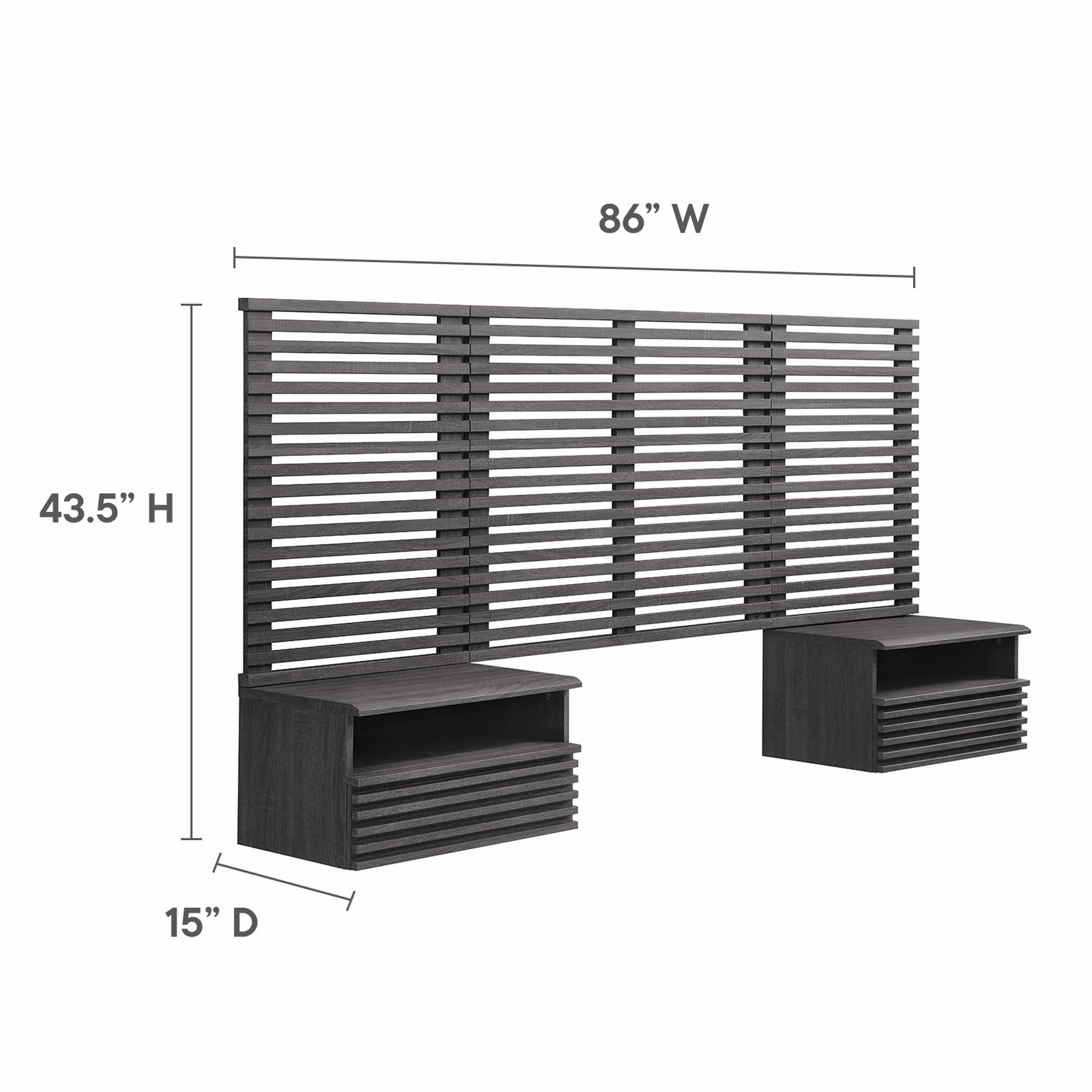 Render Wall Mount Headboard and Modern Nightstands by Modway