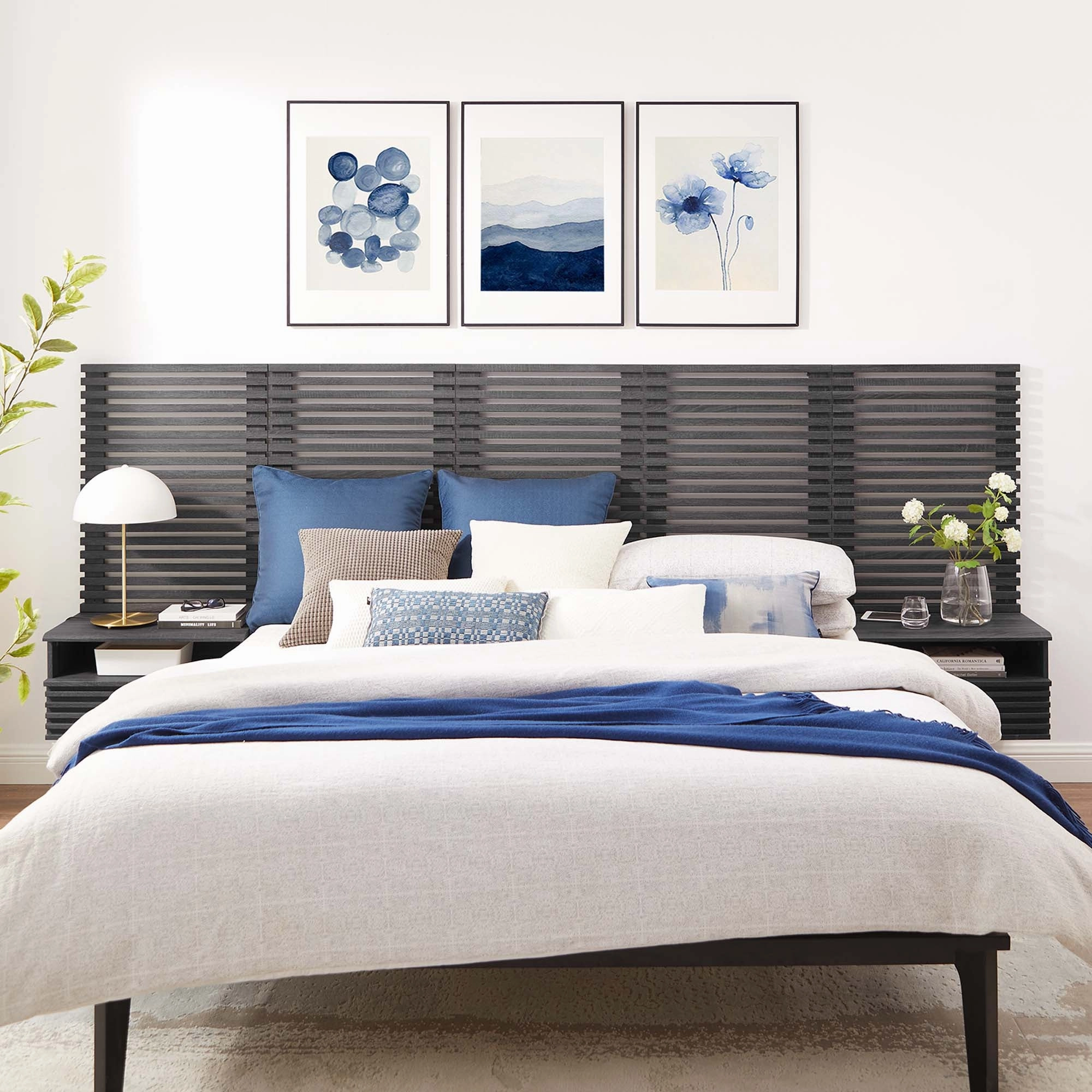 Render Wall Mount Headboard and Modern Nightstands by Modway