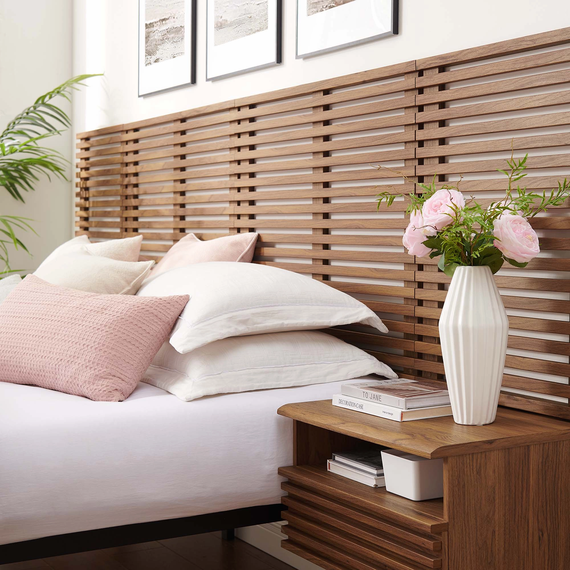 Render Wall Mount Headboard and Modern Nightstands by Modway