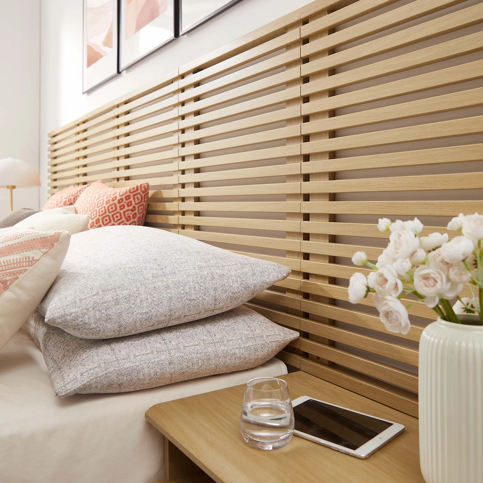 Render Wall Mount Headboard and Modern Nightstands by Modway
