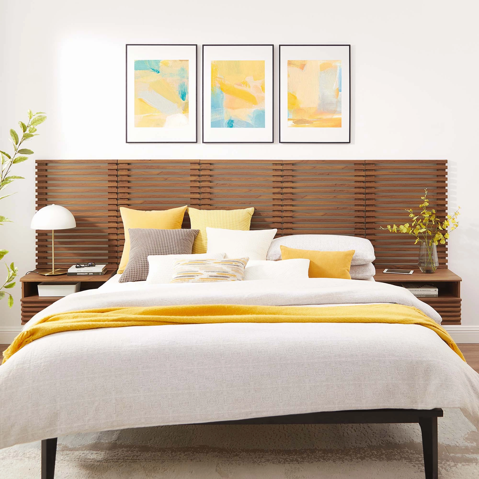 Render Wall Mount Headboard and Modern Nightstands by Modway