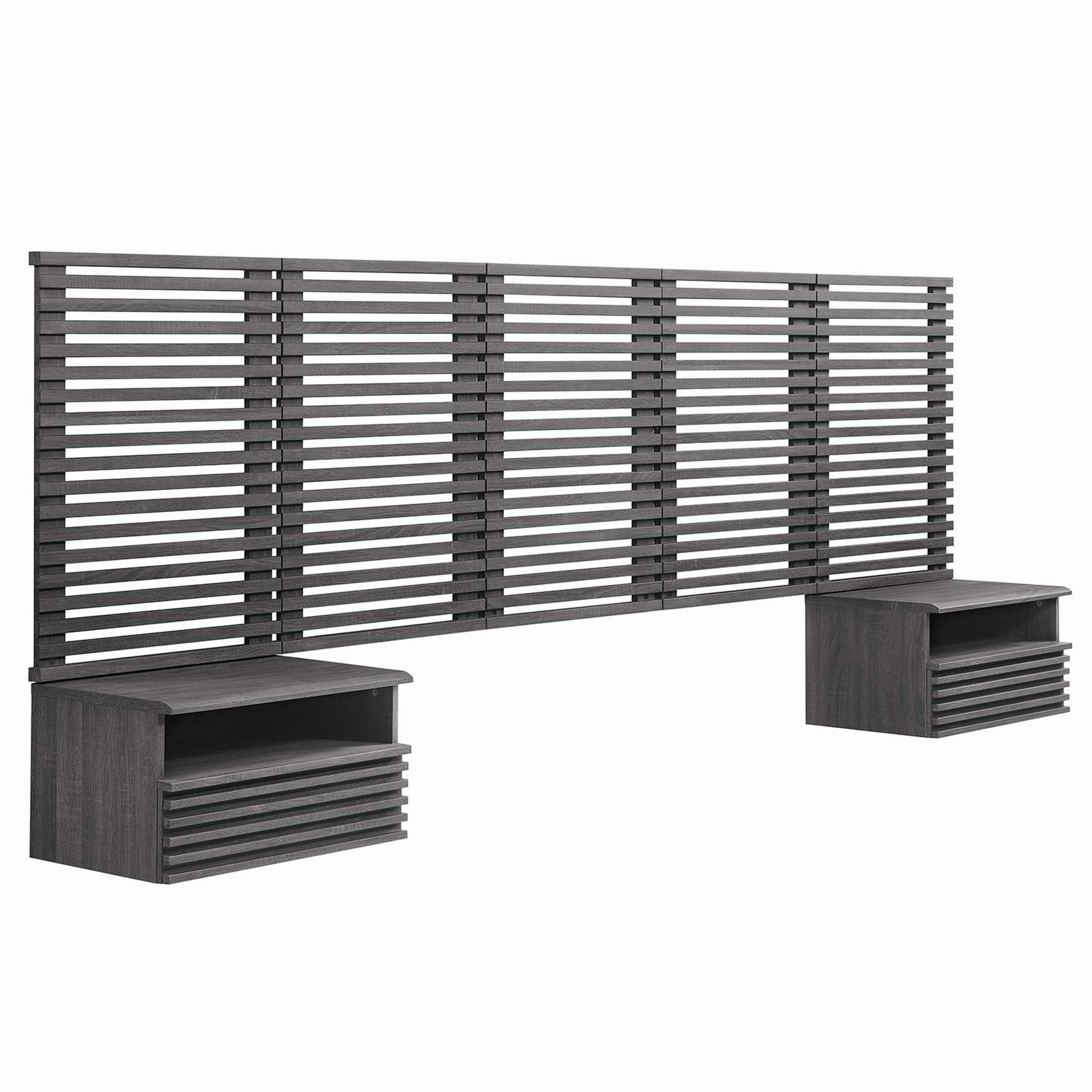 Render Wall Mount Headboard and Modern Nightstands by Modway