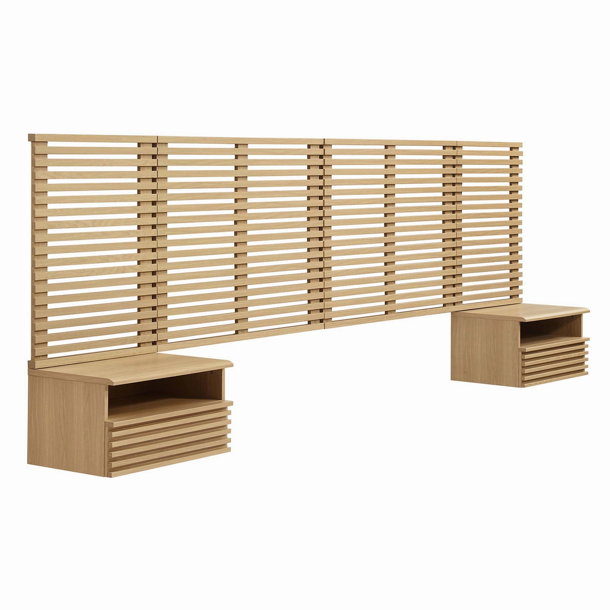 Render Wall Mount Headboard and Modern Nightstands by Modway