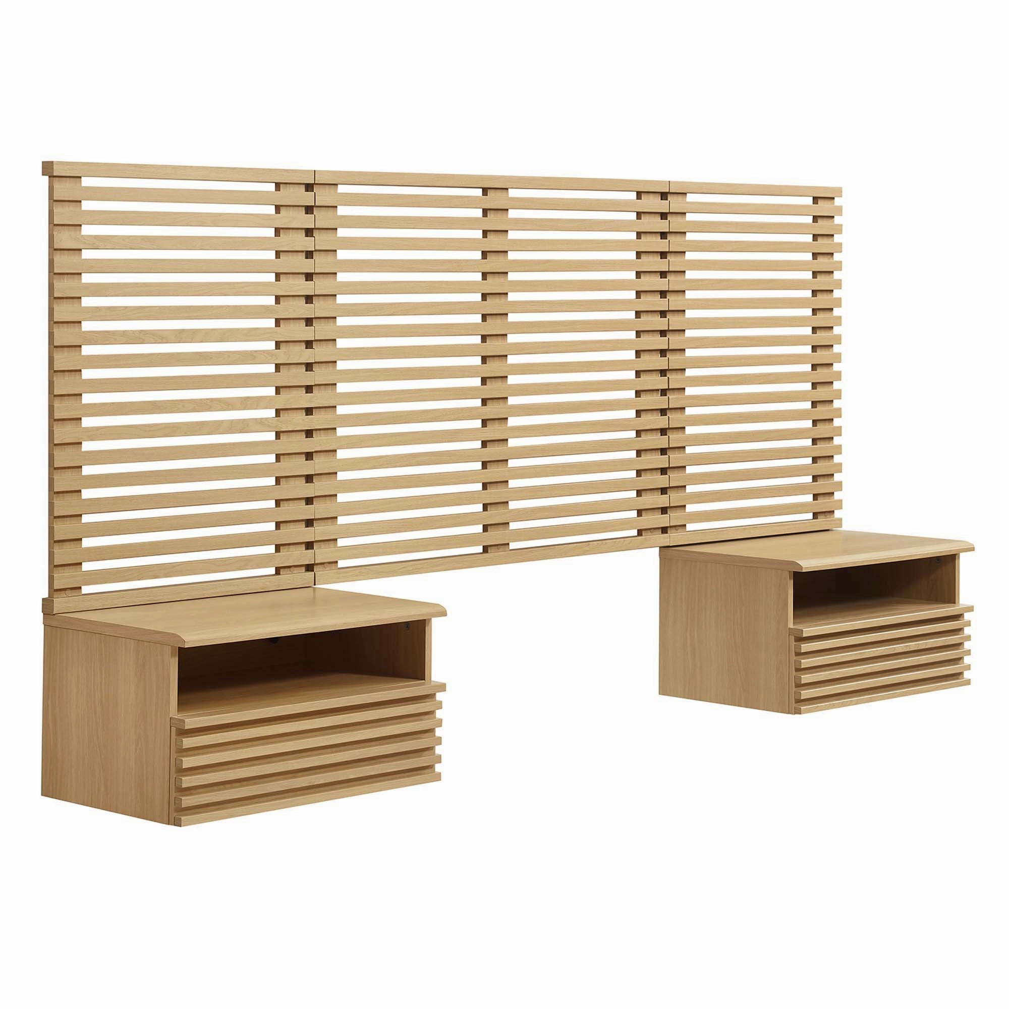 Render Wall Mount Headboard and Modern Nightstands by Modway