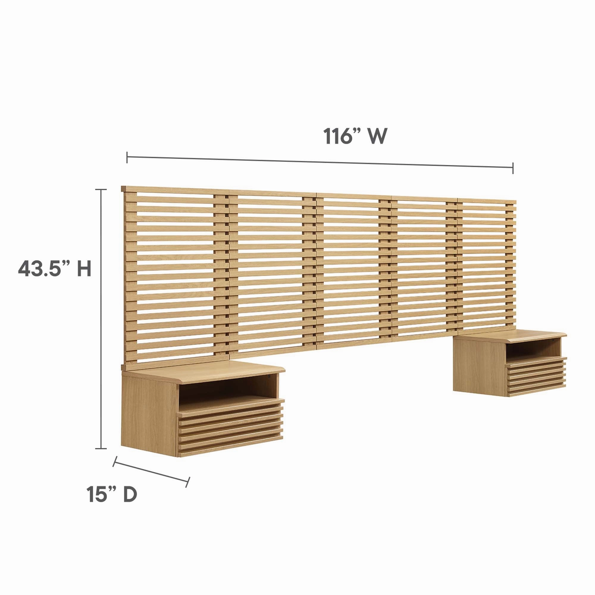 Render Wall Mount Headboard and Modern Nightstands by Modway