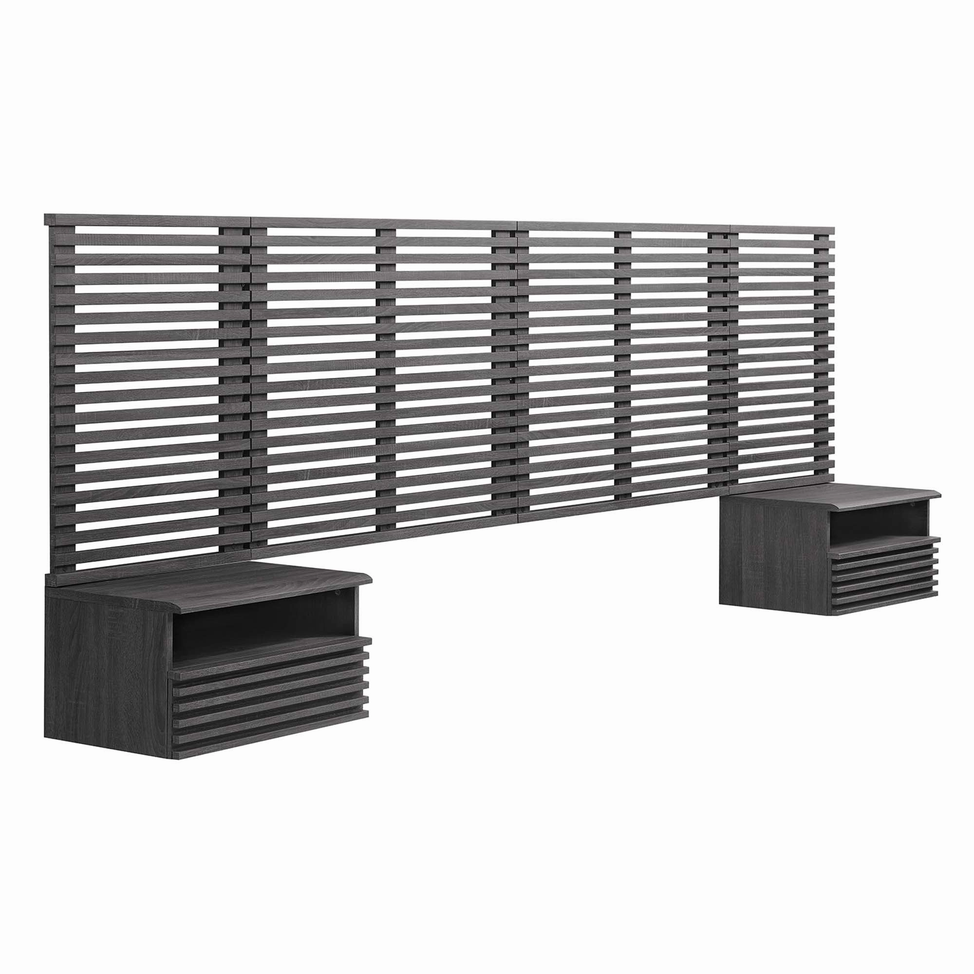 Render Wall Mount Headboard and Modern Nightstands by Modway