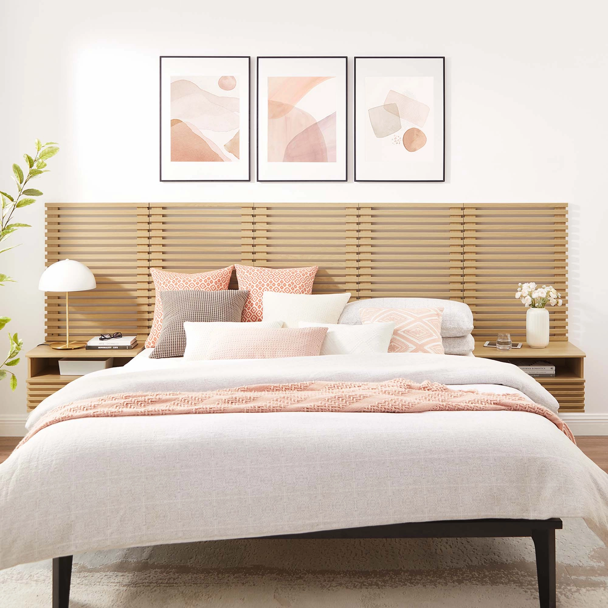 Render Wall Mount Headboard and Modern Nightstands by Modway