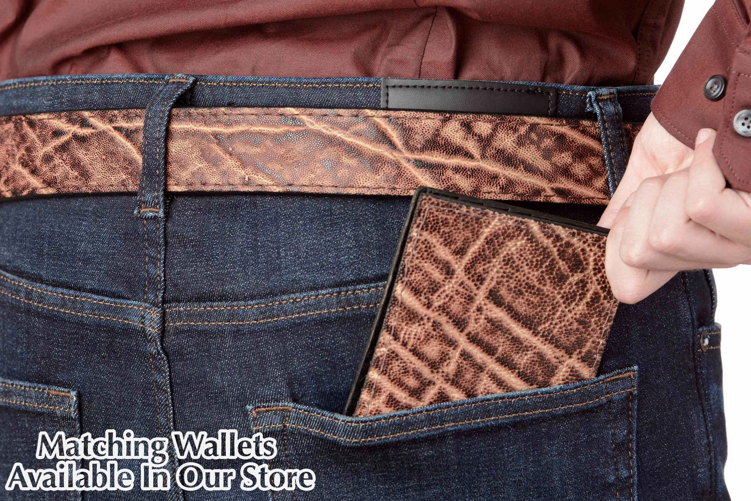 Rustic Brown Elephant Money Belt With 25" Zipper 1.50" Wide