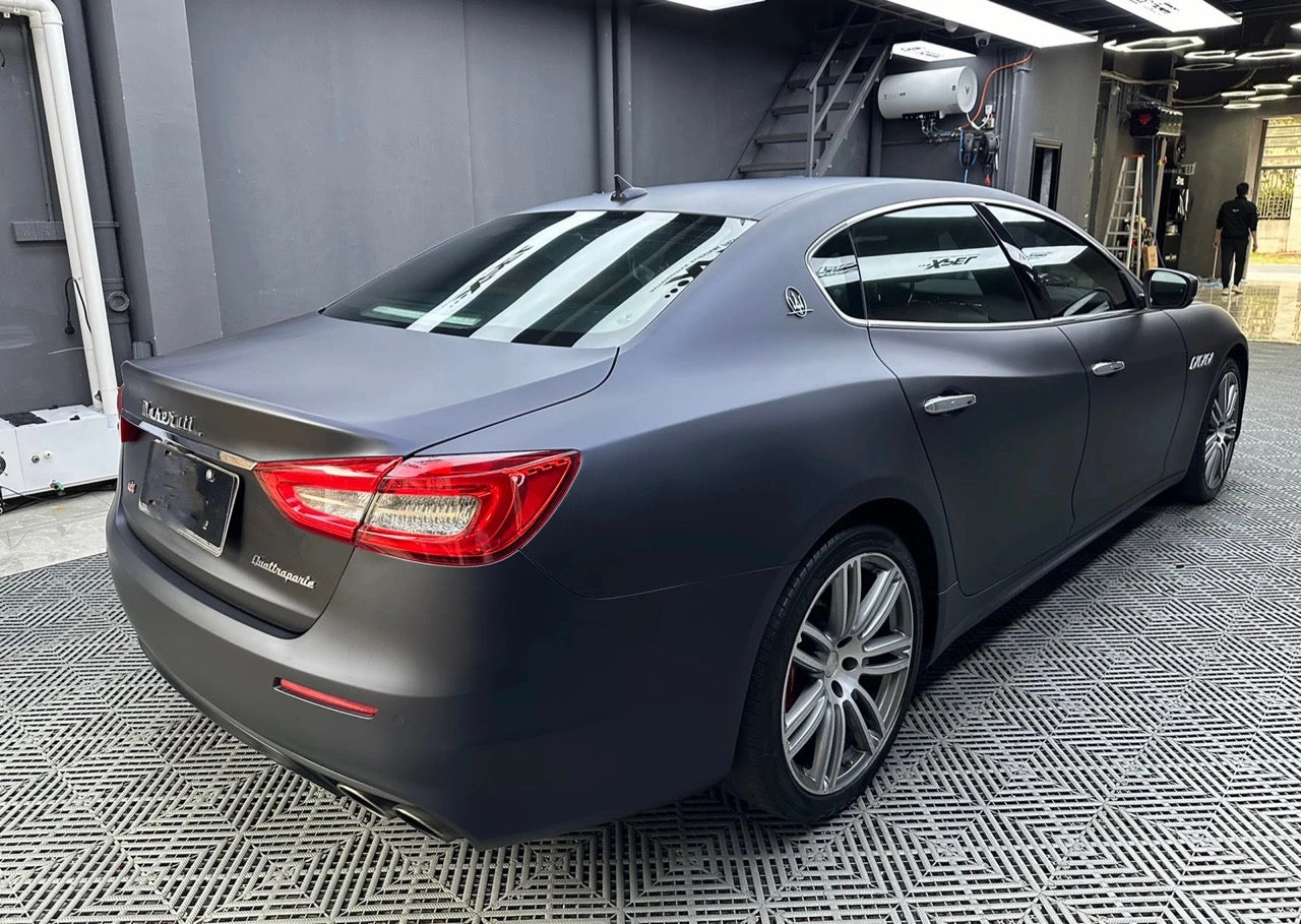 Satin Chrome Black Blue Vinyl Wrap