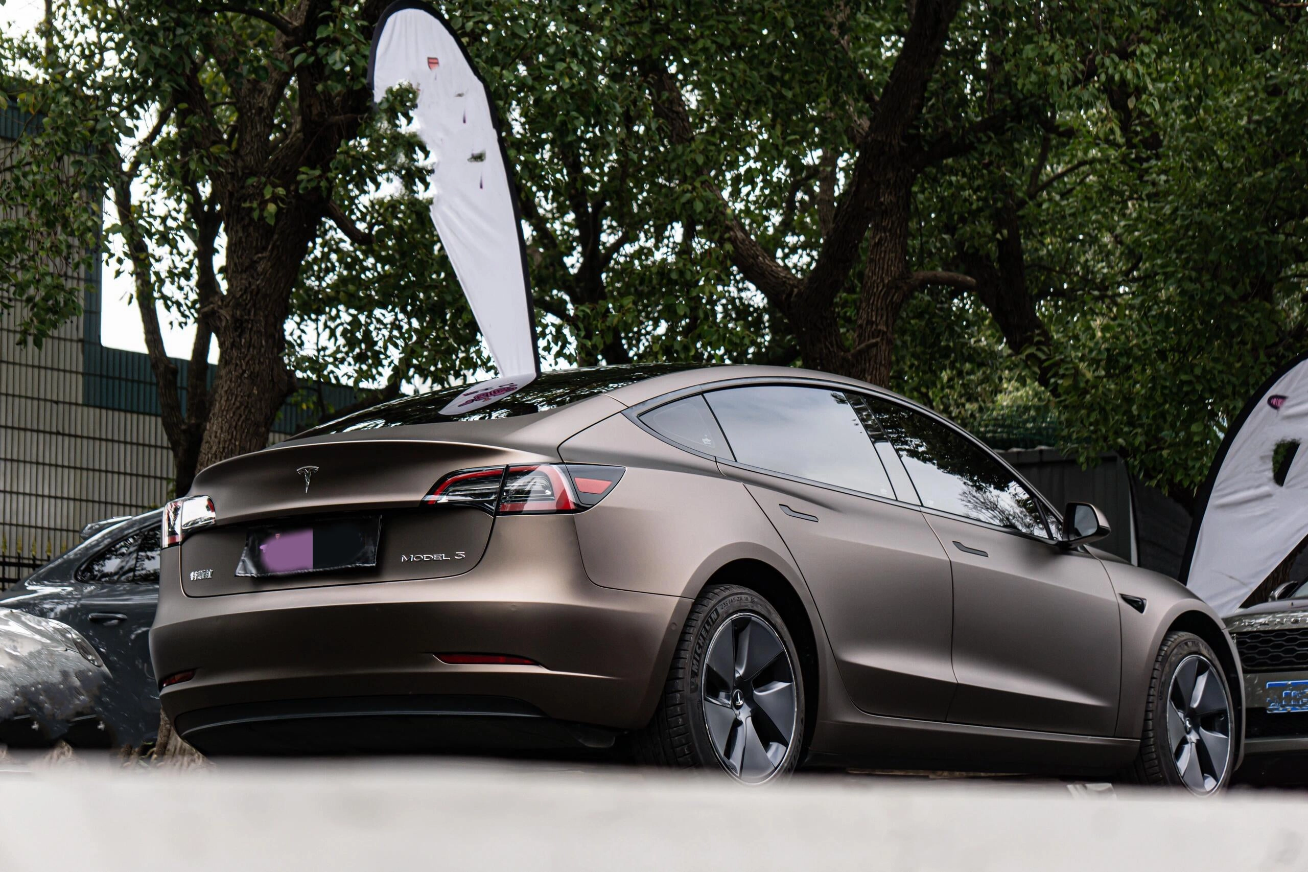 Satin Chrome Obsidian Gray Car Wrap