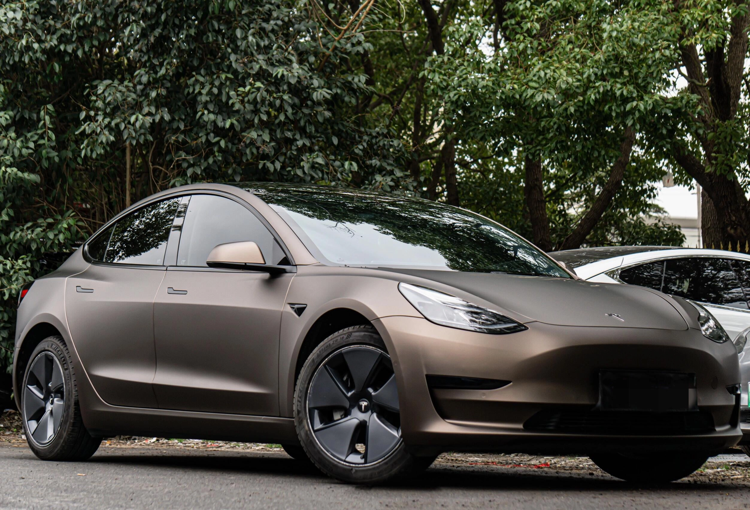 Satin Chrome Obsidian Gray Car Wrap