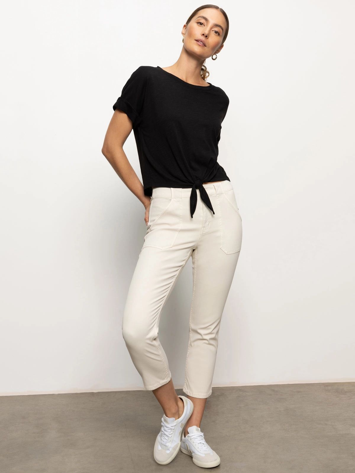 Sculpted Hayden Standard Rise Straight Crop Pants Light Oat