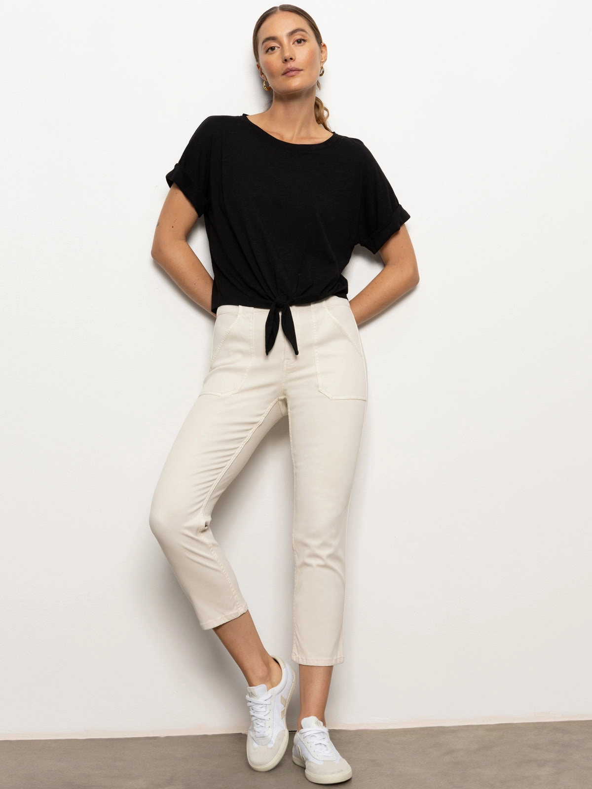 Sculpted Hayden Standard Rise Straight Crop Pants Light Oat