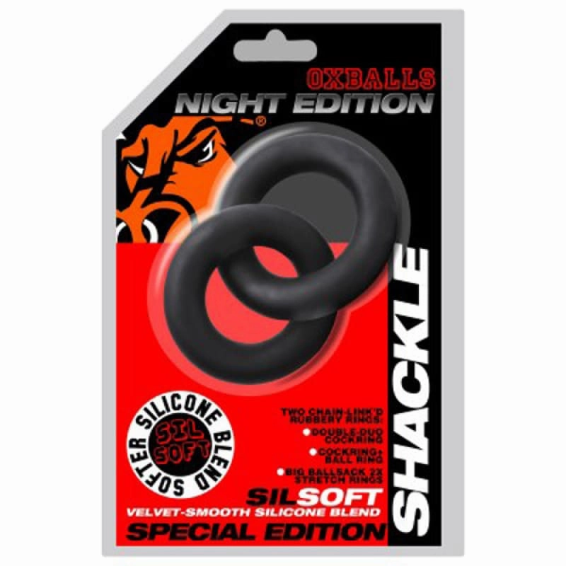 Shackle Double Link&#039;d Cock/ball Rings - Black
