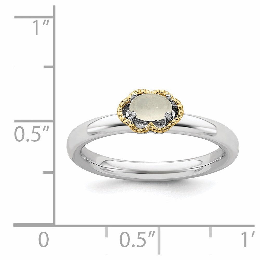 Sterling Silver & 14k Stackable Expressions Moonstone Polished Ring | QSK907