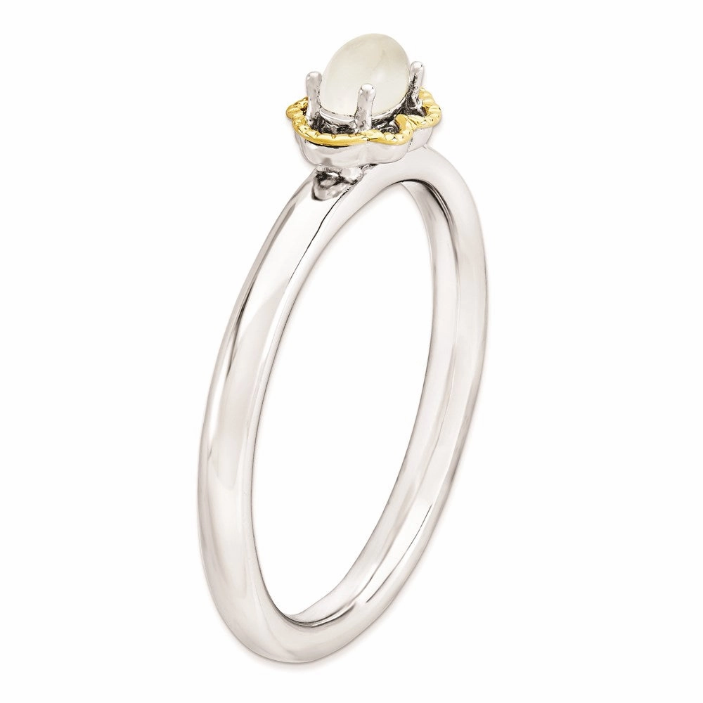 Sterling Silver & 14k Stackable Expressions Moonstone Polished Ring | QSK907