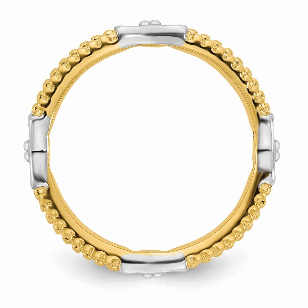 Sterling Silver Stackable Expressions Gold-plated Polished Ring | QSK2036