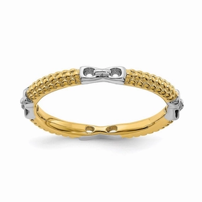 Sterling Silver Stackable Expressions Gold-plated Polished Ring | QSK2036