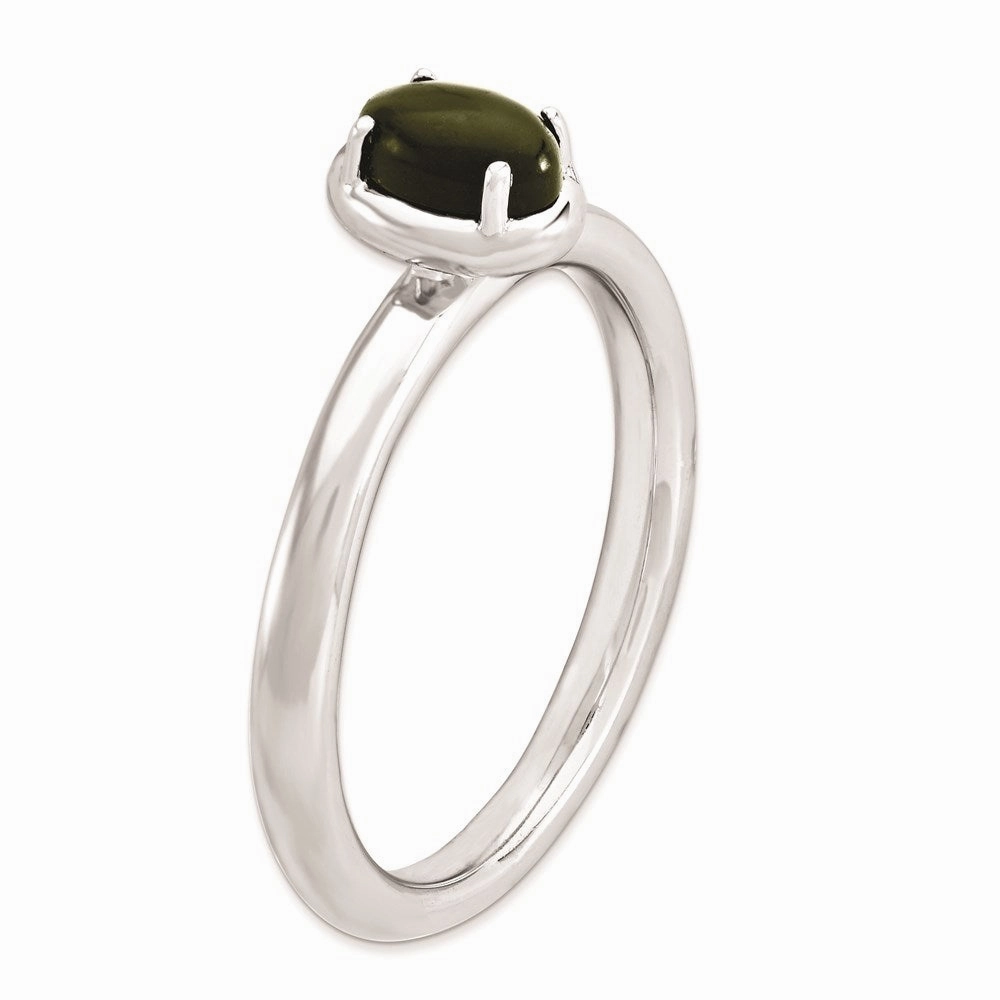 Sterling Silver Stackable Expressions Onyx Polished Ring | QSK902