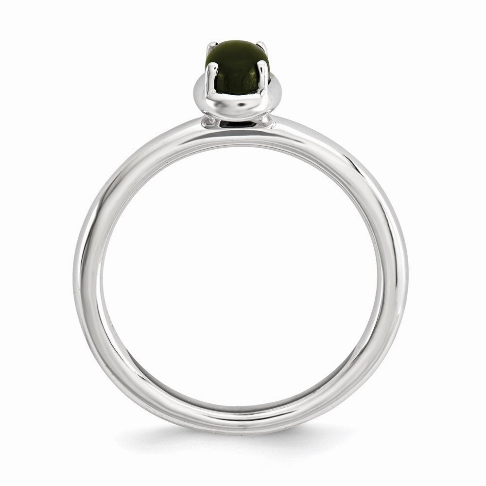 Sterling Silver Stackable Expressions Onyx Polished Ring | QSK902