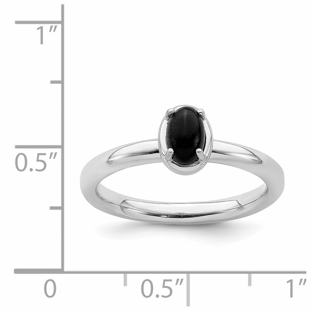 Sterling Silver Stackable Expressions Onyx Polished Ring | QSK902