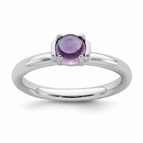 Sterling Silver Stackable Expressions Polished Amethyst Ring | QSK616