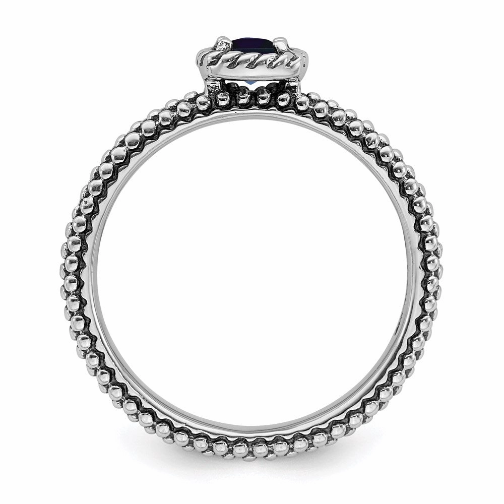 Sterling Silver Stackable Expressions Polished Cr.Sapphire Ring | QSK627