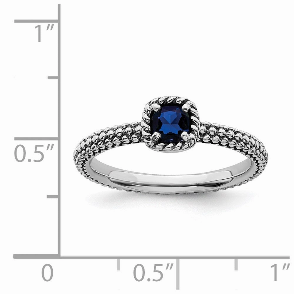 Sterling Silver Stackable Expressions Polished Cr.Sapphire Ring | QSK627