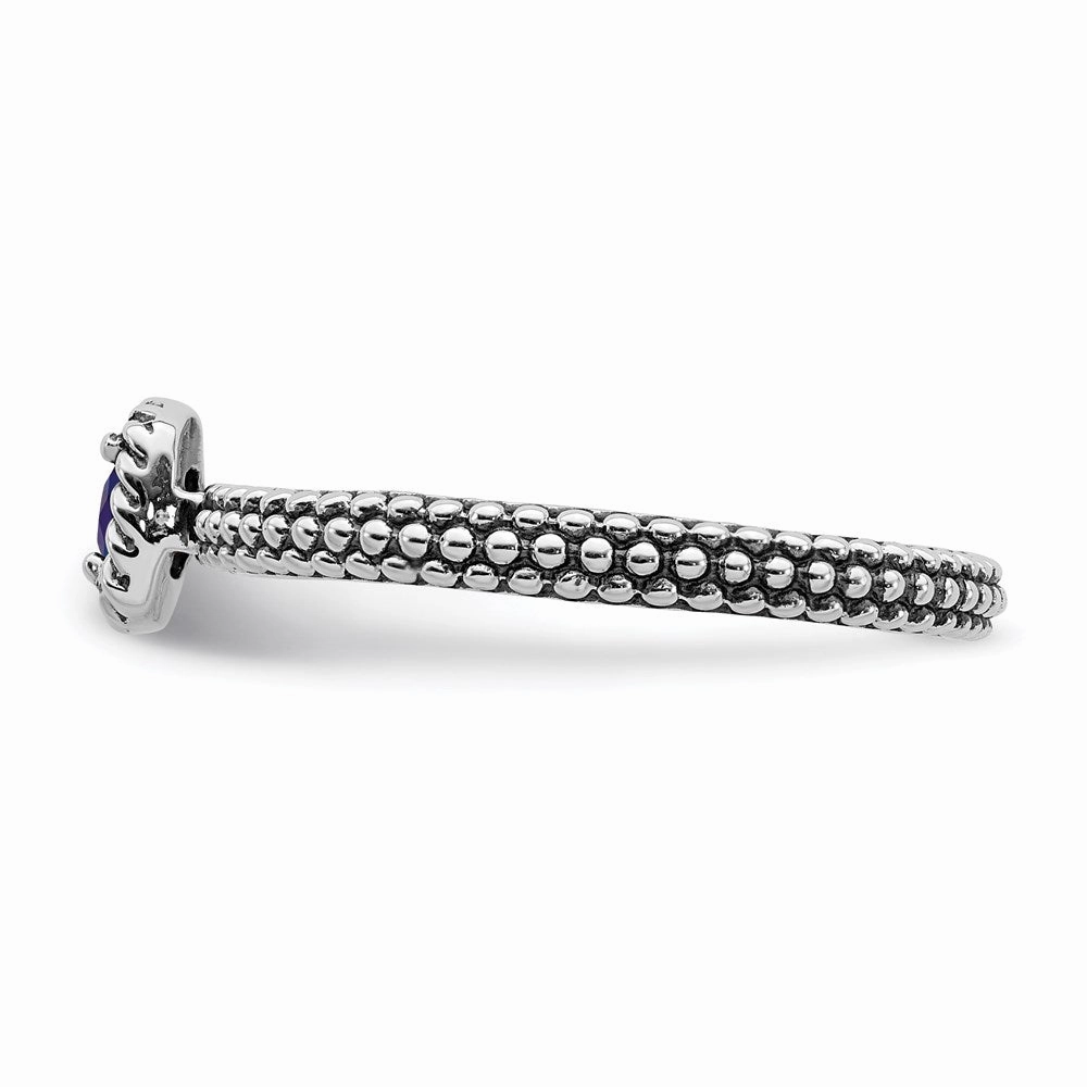 Sterling Silver Stackable Expressions Polished Cr.Sapphire Ring | QSK627