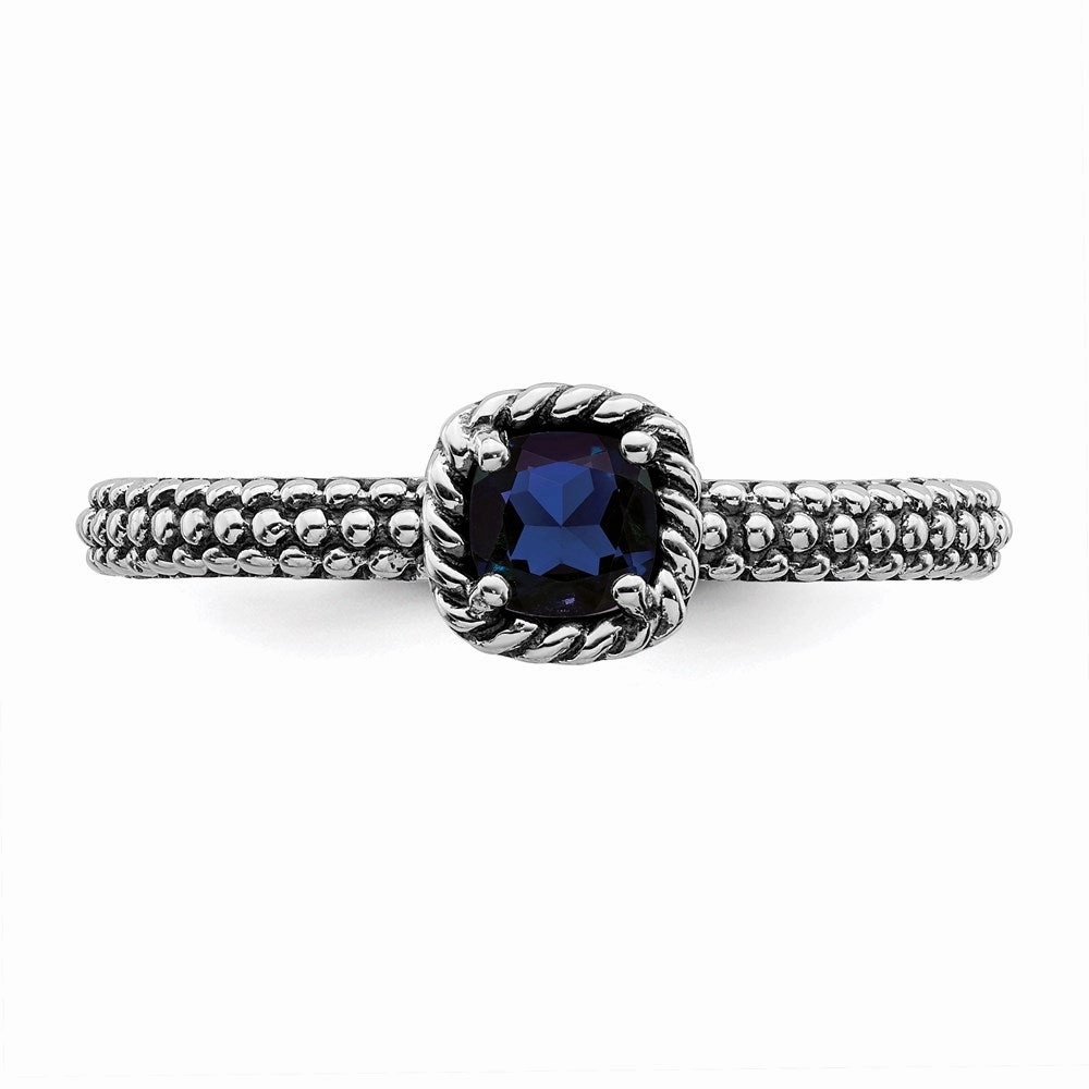 Sterling Silver Stackable Expressions Polished Cr.Sapphire Ring | QSK627