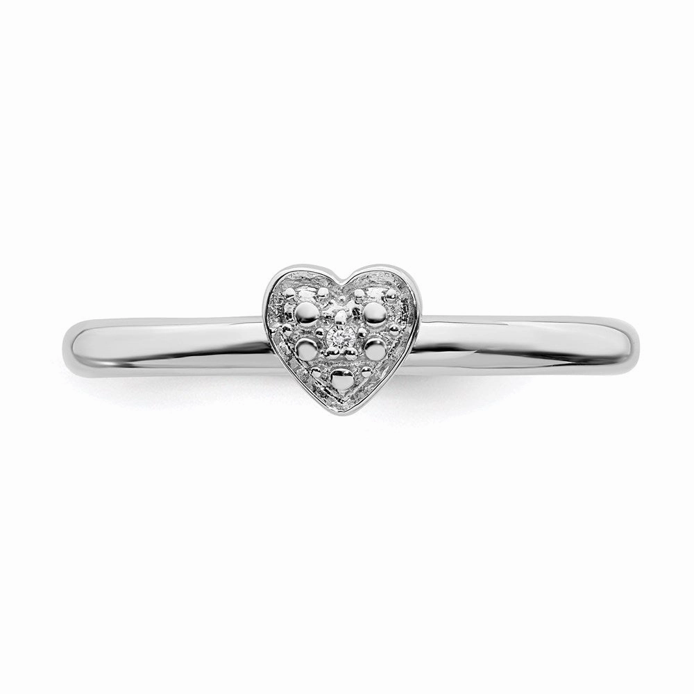 Sterling Silver Stackable Expressions Polished Diamond Heart Ring | QSK1867