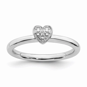 Sterling Silver Stackable Expressions Polished Diamond Heart Ring | QSK1867
