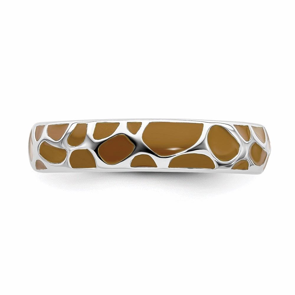 Sterling Silver Stackable Expressions Polished Enameled Animal Print Ring | QSK583