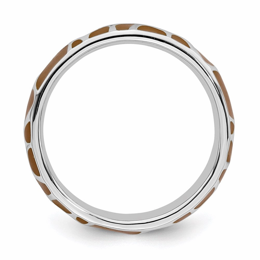 Sterling Silver Stackable Expressions Polished Enameled Animal Print Ring | QSK583
